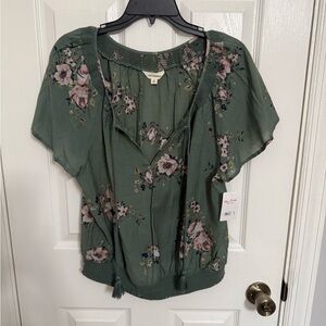 Lucky Brand Sage Floral Blouse